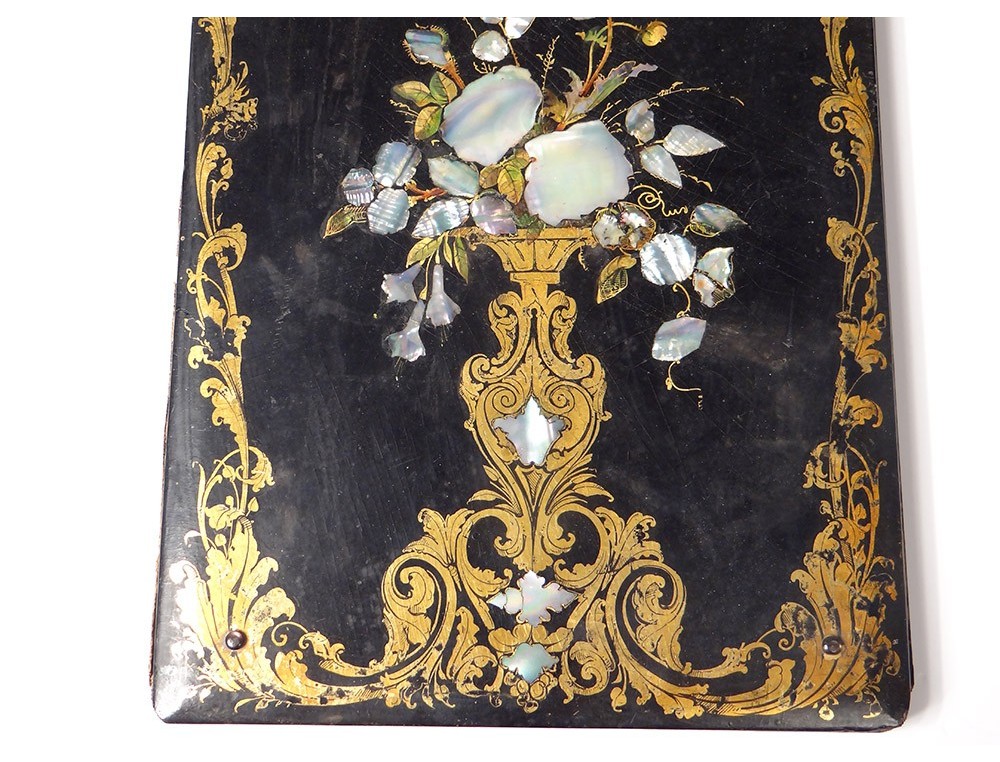 Broche Ancienne Fleur Noir Verre époque Napoléon III - Occasion Bon état
