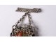 Pin pendant perfume bottle silver metal embroidery flowers nineteenth