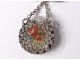 Pin pendant perfume bottle silver metal embroidery flowers nineteenth