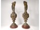 Pair large ewers cassolettes bronze Renaissance Kerino Vannes nineteenth