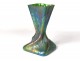 Twisted iridescent glass vase Loetz Bohemia Austria foliage Art Nouveau XIXth