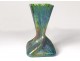 Twisted iridescent glass vase Loetz Bohemia Austria foliage Art Nouveau XIXth