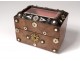 Small jewelry box magnifier box walnut mother of pearl metal glass beveled nineteenth