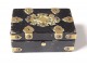 Small box blackened wood box gilded brass monogram nineteenth century