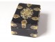 Small box blackened wood box gilded brass monogram nineteenth century