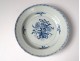 Hollow plate porcelain plate Company India white-blue flowers Kangxi 18th