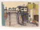 Pastel drawing Karin Van Leyden view Paris Montmartre 1950 20th century