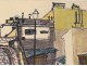 Pastel drawing Karin Van Leyden view Paris Montmartre 1950 20th century