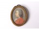 Small painted miniature oval Louis XV portrait gentleman noble eighteenth