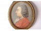 Small painted miniature oval Louis XV portrait gentleman noble eighteenth