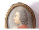 Small painted miniature oval Louis XV portrait gentleman noble eighteenth