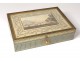 Painted wood box engraving English landscape bronze son gold foliage nineteenth