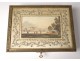 Painted wood box engraving English landscape bronze son gold foliage nineteenth