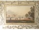 Painted wood box engraving English landscape bronze son gold foliage nineteenth