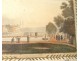 Painted wood box engraving English landscape bronze son gold foliage nineteenth