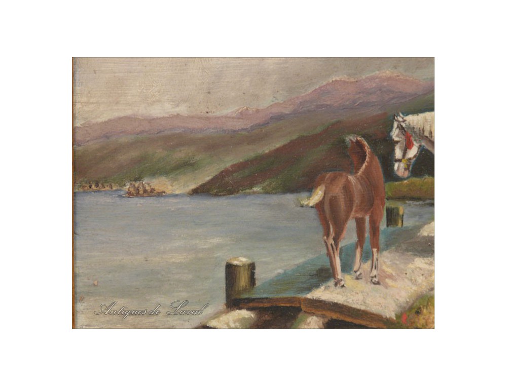 Tableau Original Signé - Cavalier Et Cheval En Action, 59cm X 48cm - Dessin Unique, Thème équestre Pour Décoration Intérieure