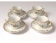 Coffee service dinette child porcelain flowers gilding cups jug nineteenth