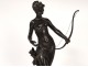 Bronze sculpture Mathurin Moreau Diane huntress woman bow arrow nineteenth