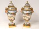 Pair pots cutlery porcelain Capodimonte fauns cherubs Bacchus nineteenth