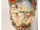 Pair pots cutlery porcelain Capodimonte fauns cherubs Bacchus nineteenth