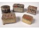 Lot 11 Round Boxes Miniature Boxes Metal Characters Women Nineteenth