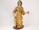 Statue carved gilded wood Saint kneeling torch angel Britain XVIIth
