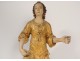 Statue carved gilded wood Saint kneeling torch angel Britain XVIIth