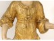 Statue carved gilded wood Saint kneeling torch angel Britain XVIIth