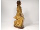 Statue carved gilded wood Saint kneeling torch angel Britain XVIIth