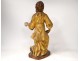 Statue carved gilded wood Saint kneeling torch angel Britain XVIIth