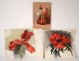 3 watercolor drawings bouquets flowers iris vase twentieth century