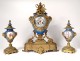 Pendulum clock bronze gilded porcelain Sèvres rams Napoleon III nineteenth