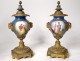 Pendulum clock bronze gilded porcelain Sèvres rams Napoleon III nineteenth