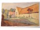 2 watercolor drawings church Cordon Haute-Savoie river barque clipet twentieth