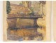 2 watercolor drawings church Cordon Haute-Savoie river barque clipet twentieth