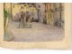 2 watercolor drawings church Cordon Haute-Savoie river barque clipet twentieth