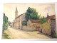 2 watercolor drawings church Cordon Haute-Savoie river barque clipet twentieth