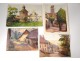 2 watercolor drawings church Cordon Haute-Savoie river barque clipet twentieth