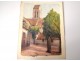 2 watercolor drawings church Cordon Haute-Savoie river barque clipet twentieth