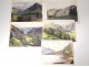 2 watercolor drawings church Cordon Haute-Savoie river barque clipet twentieth