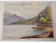 2 watercolor drawings church Cordon Haute-Savoie river barque clipet twentieth