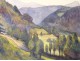 2 watercolor drawings church Cordon Haute-Savoie river barque clipet twentieth