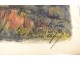 2 watercolor drawings church Cordon Haute-Savoie river barque clipet twentieth