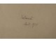 2 watercolor drawings church Cordon Haute-Savoie river barque clipet twentieth
