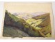 2 watercolor drawings church Cordon Haute-Savoie river barque clipet twentieth