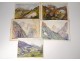 2 watercolor drawings church Cordon Haute-Savoie river barque clipet twentieth