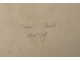2 watercolor drawings church Cordon Haute-Savoie river barque clipet twentieth