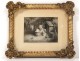 Drawing young child reading dog niche gilt frame romantic nineteenth century