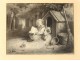 Drawing young child reading dog niche gilt frame romantic nineteenth century