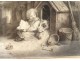 Drawing young child reading dog niche gilt frame romantic nineteenth century